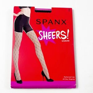 ⭐️ 897. Spanx Sheers Black Diamond Pattern Shaping Stockings Panty Hose XS Small